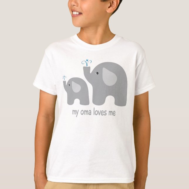 My Oma Loves Me - Elephant Shirt for Kids (Front)