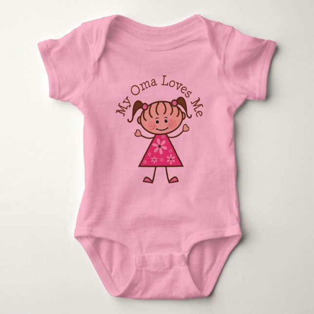 My Oma Loves Me Stick Figure Baby Bodysuit (Front)
