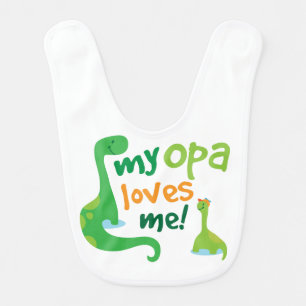 My Opa Grandpa Loves Me Dinosaur Baby Bib