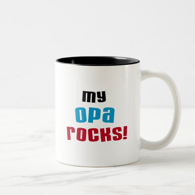 My Opa Rocks T-shirts and Gifts Two-Tone Coffee Mug (Right)