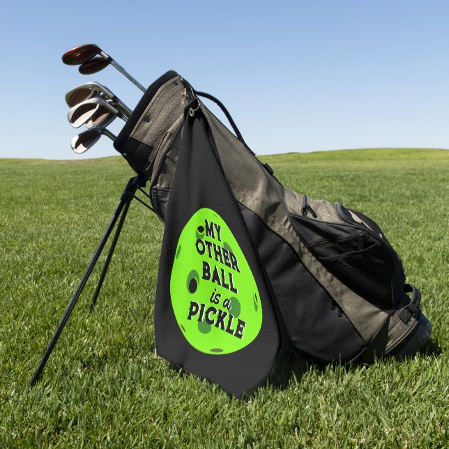 My Other Ball Is A Pickle Golfer Green Pickleball Golf Towel (Green)