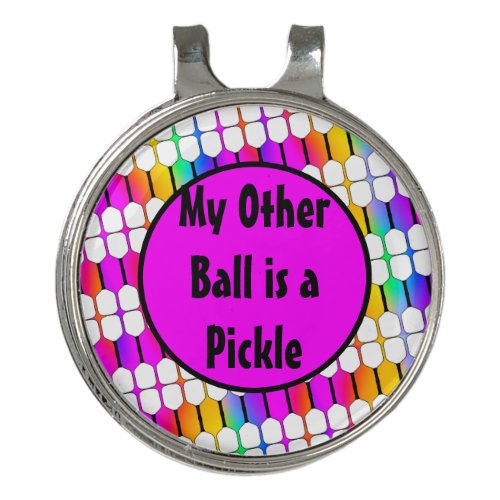 My Other Ball Is A Pickle Wavy Rainbow Pickleball Golf Hat Clip