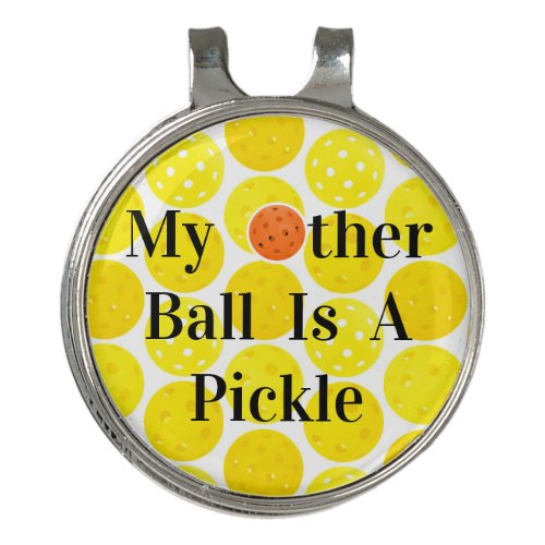 My Other Ball Is A Pickle Yellow Pickleball Balls Golf Hat Clip
