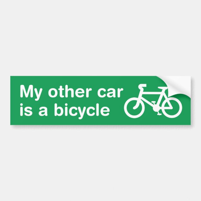My Other Car Is a Bicycle Bumper Sticker (Green) (Front)