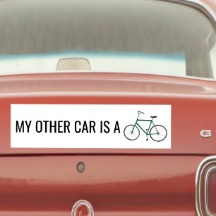 MY OTHER CAR IS A BIKE Cute Green Bicycle Cyclist  Bumper Sticker