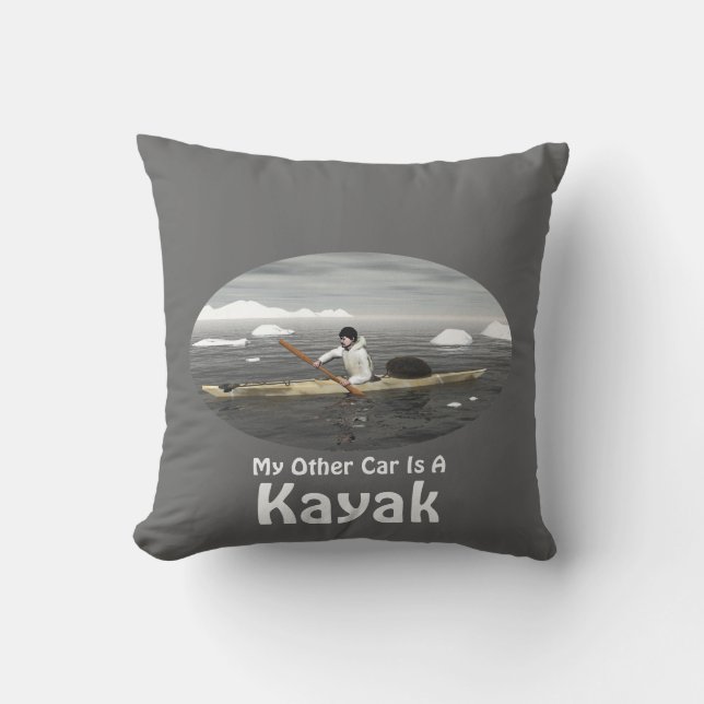 My Other Car Is A Kayak Throw Pillow (Front)