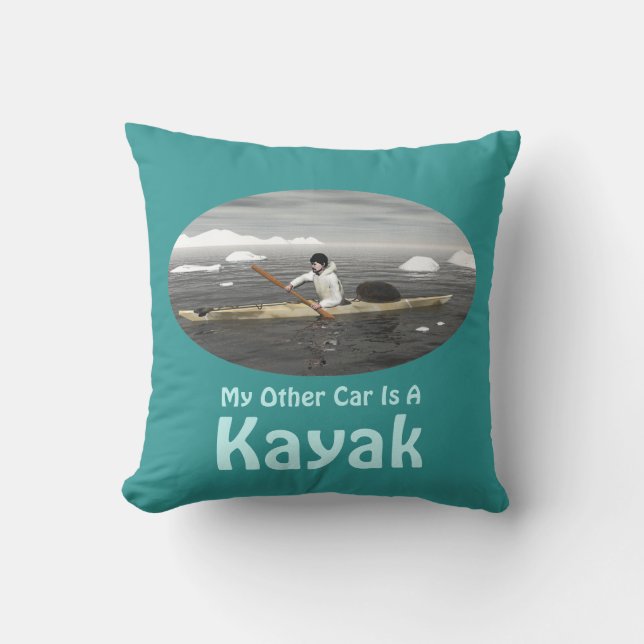 My Other Car Is A Kayak Throw Pillow (Front)
