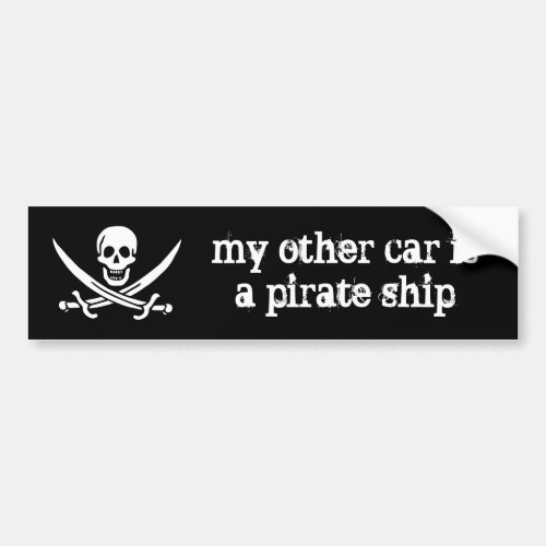 my other car is a pirate ship bumper sticker