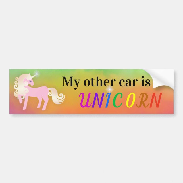 My Other Car is a Unicorn Bumper Sticker (Front)