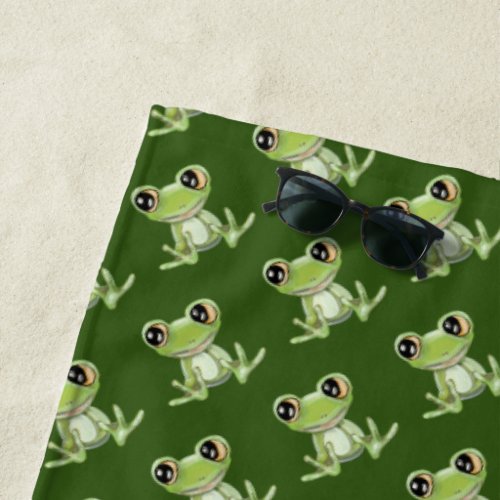 My Other Green Frog Friend Beach Towel