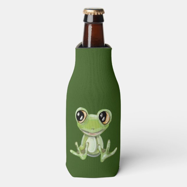 My Other Green Frog Friend Bottle Cooler (Bottle Front)