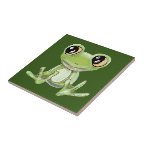 My Other Green Frog Friend Ceramic Tile