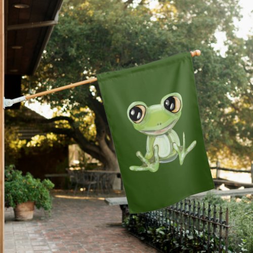 My Other Green Frog Friend House Flag