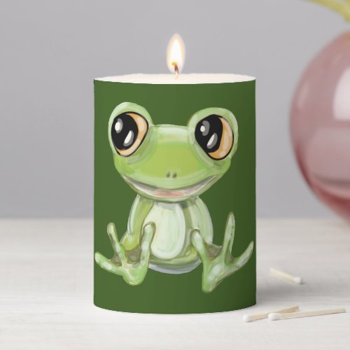My Other Green Frog Friend Pillar Candle