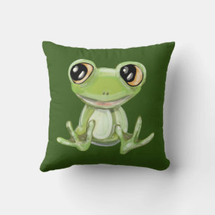 My Other Green Frog Friend Throw Pillow