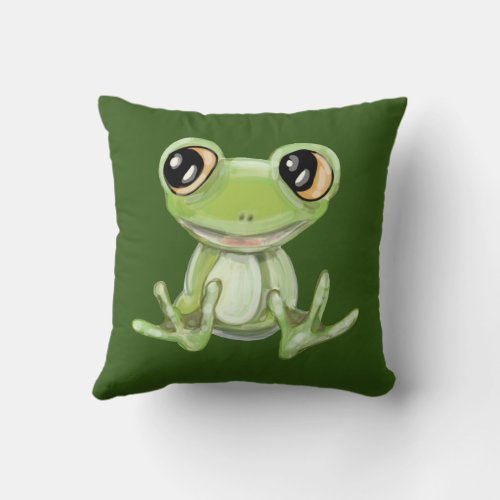 My Other Green Frog Friend Throw Pillow
