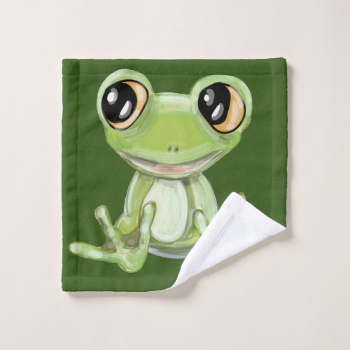 My Other Green Frog Friend Wash Cloth