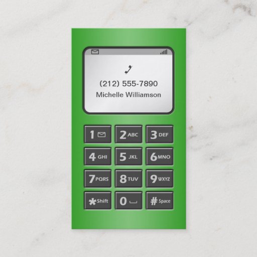 Customizable My Other Phone - Green Personal Calling Cards Business Cards