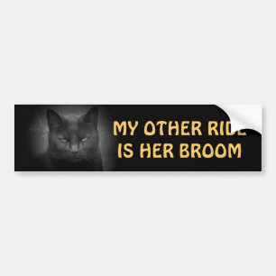 My Other Ride is Her Broom - Black Cat Bumper Sticker