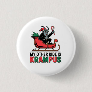 My Other Ride Is Krampus Krampus Riding Sleigh Button