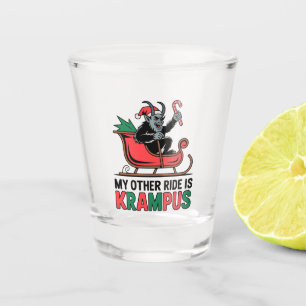 My Other Ride Is Krampus Krampus Riding Sleigh Shot Glass