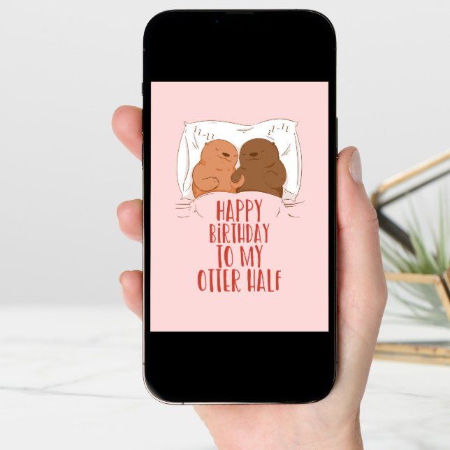 My Otter Half Cute Couple Pun Funny Birthday Card (Front Digital)