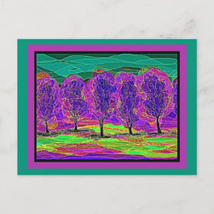 My Own Computer Art Purple Trees  Postcard