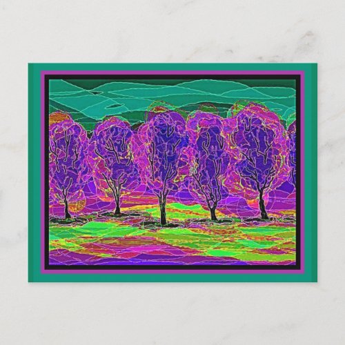 My Own Computer Art Purple Trees  Postcard
