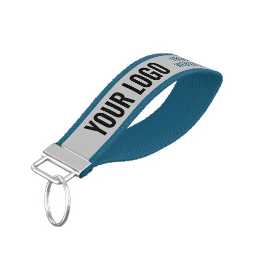 My Own Logo Custom Branded Blue Grey Wrist Keychain
