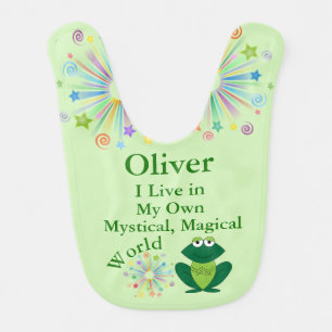 My Own Mystical Magical World Funny Frog Baby Bib