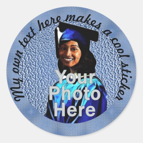 My Own Text Here Photo 3b66a6 Blue Classic Round Sticker
