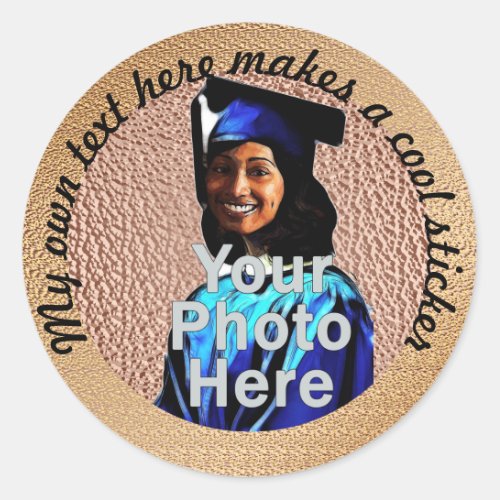 My Own Text Here Photo Copper Classic Round Sticker