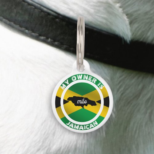 My Owner is Jamaican Funny Jamaica Flag Pet ID Tag