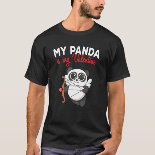 My Panda Is My Valentine Panda Bear Cupid Valentin T_Shirt