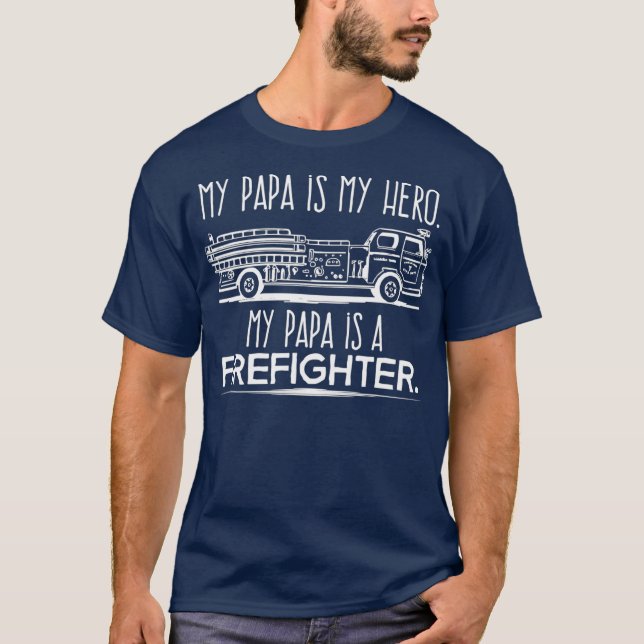 My Papa is a Hero Firefighter Fireman Grandson T-Shirt (Front)