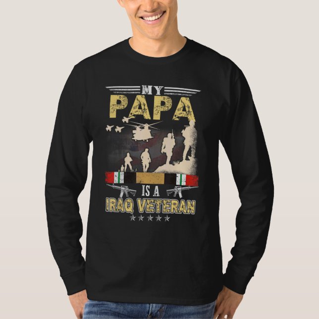 My Papa Is A Iraq Veteran Proud Us Veteran T-Shirt (Front)