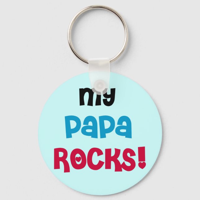 My Papa Rocks T-shirts and Gifts Keychain (Front)