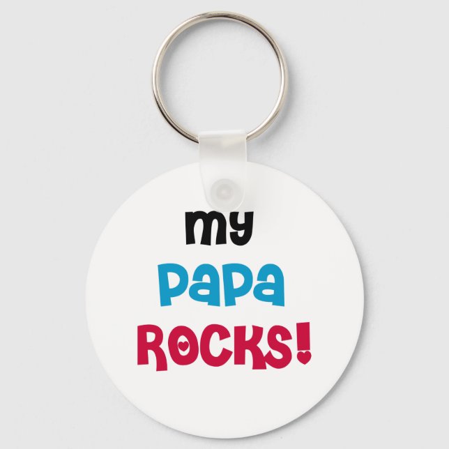 My Papa Rocks Tshirts and Gifts Keychain (Front)