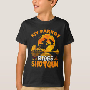 My Parrot Rides Shotgun Witch Fly Broomstick T Hal T-Shirt