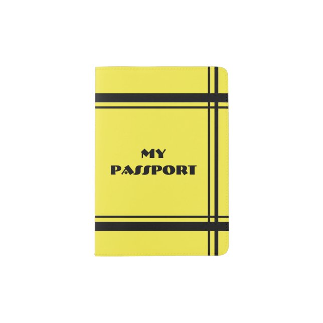 MY PASSPORT, LEMON YELLOW  w/ BLACK letters & trim Passport Holder (Front)