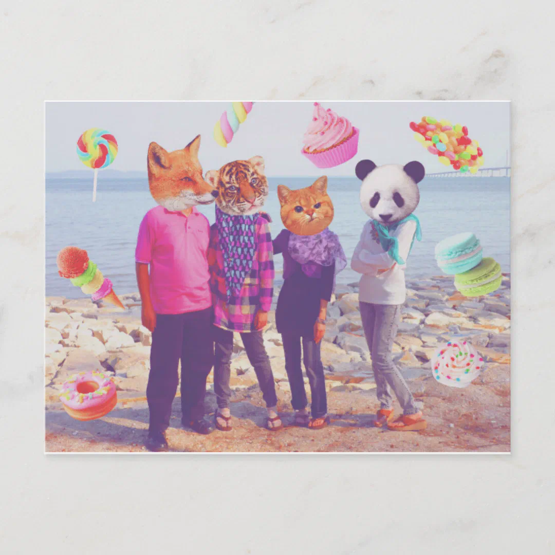 My Pastel Sweet Animal Family Postcard (Front)