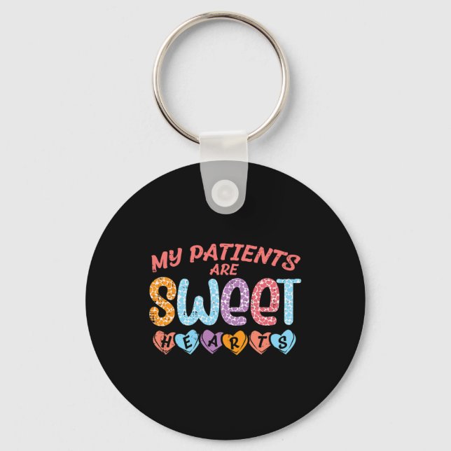 My Patients Sweet Hearts Valentine Day Nurse Scrub Keychain (Front)