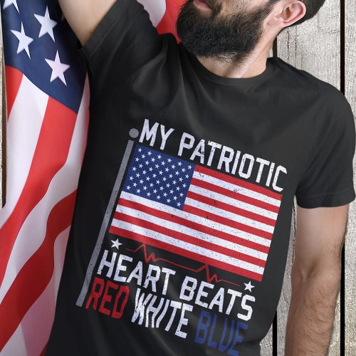 My Patriotic Heart Beats Red White Blue T_Shirt