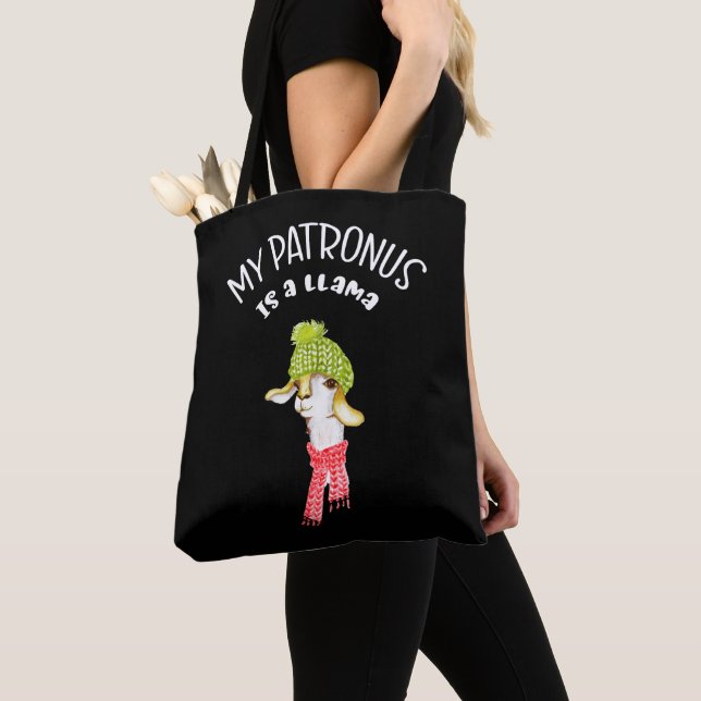 My Patronus is a Llama. Funny, Nerdy Saying. Tote Bag (Close Up)