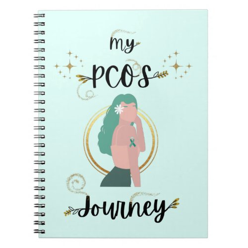 My PCOS Journey PCOS Awareness Teal Ribbon Notebook