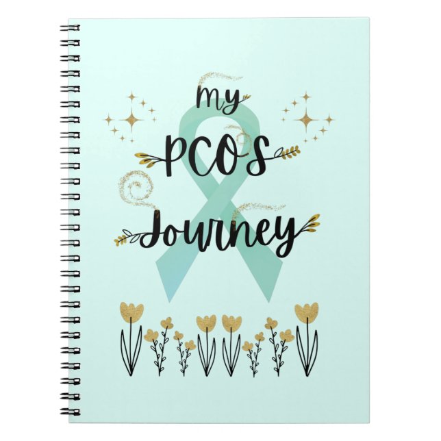 My PCOS Journey Polycystic Ovary Syndrome Teal Notebook (Front)