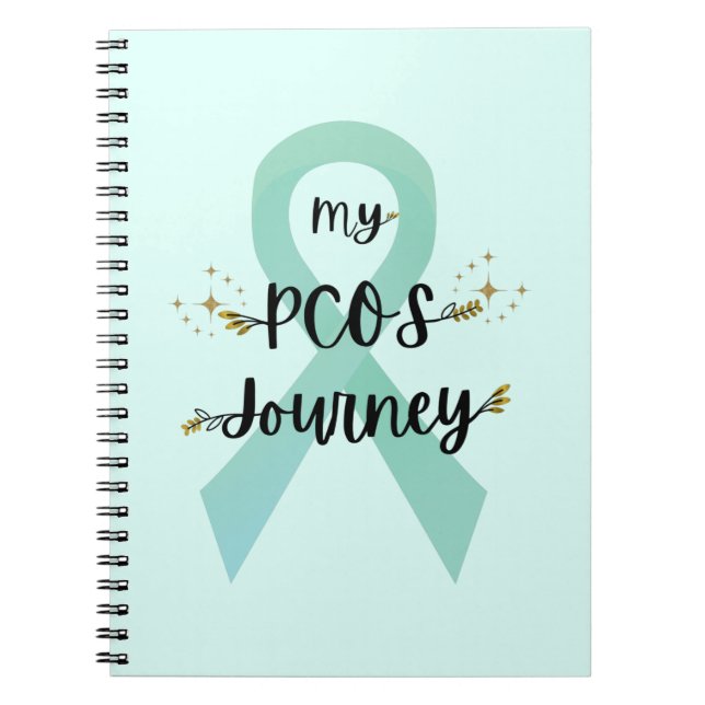 My PCOS Journey Polycystic Ovary Syndrome Teal Notebook (Front)