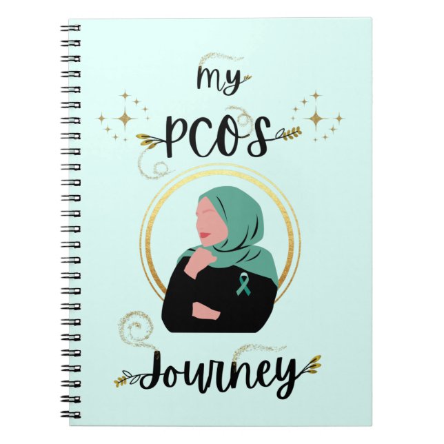 My PCOS Journey Polycystic Ovary Syndrome Teal Notebook (Front)