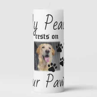 My Peace rests on Four Paws - Cute Pet Lover Quote Pillar Candle