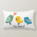 My Peeps Cute Bird Pillow hand drawn